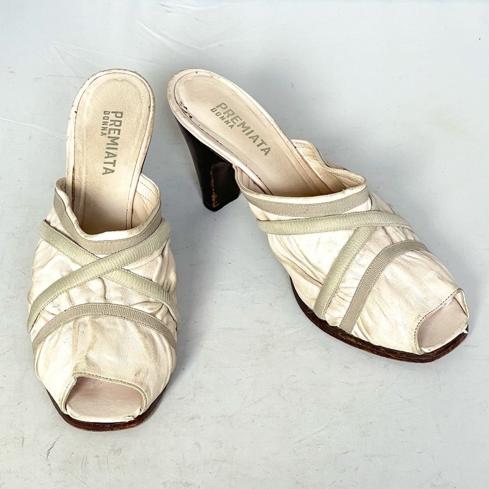 Premiata Donna Ivory Leather Mule 35.5